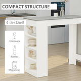 HOMCOM Bar Table with 4-Tier Side Shelves – Compact Kitchen Dining Table, Grey