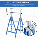 HOMCOM Set of 2 Steel Saw Horses with Adjustable Telescopic Height – Foldable Builders Trestles for DIY