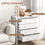 HOMCOM Modern 5-Drawer Chest with Metal Knob Handles – Bedroom Storage Cabinet, 2 Small and 3 Large Drawers, White