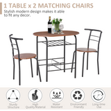 HOMCOM 2-Seater Bar Table and Stool Set with Bottle Storage Shelf – Compact Breakfast Bar, Wood Tone