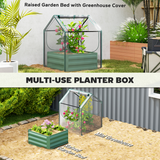 Outsunny Raised Garden Bed Planter with Clear Greenhouse Cover & 2 Roll-Up Windows – Clear & Green