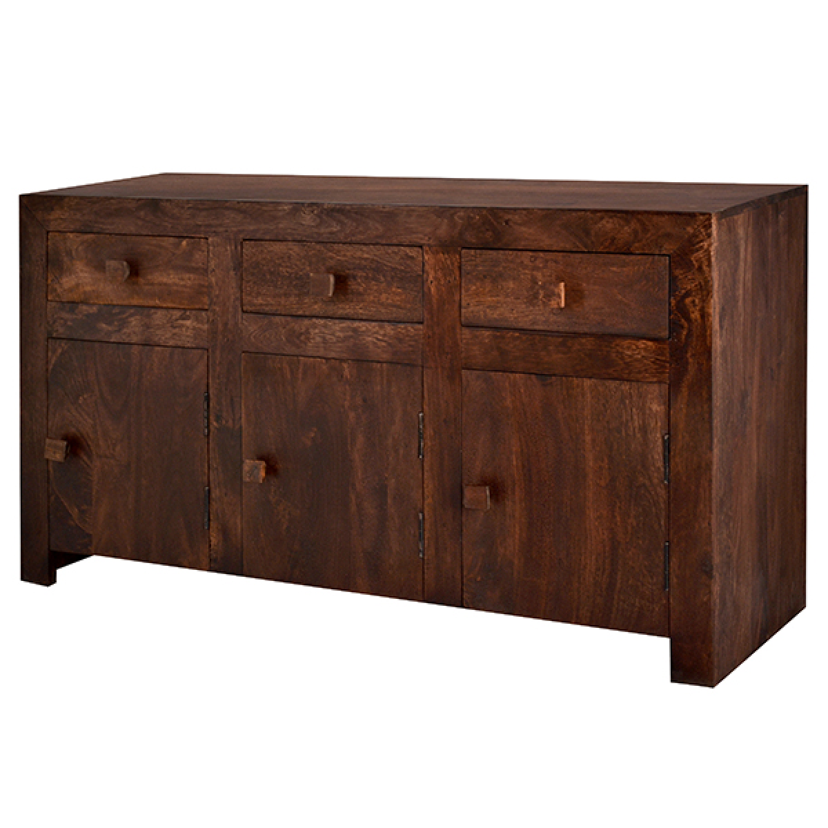 Toko Dark Mango Wood Large Sideboard with Cupboard & Drawer Storage – Contemporary Dining Room Furniture