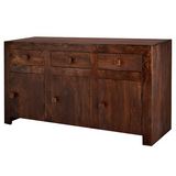 Toko Dark Mango Wood Large Sideboard with Cupboard & Drawer Storage – Contemporary Dining Room Furniture