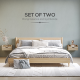 HOMCOM Floating Nightstand Set of 2 – Wall-Mounted Bedside Tables with Drawer, Wood-Effect