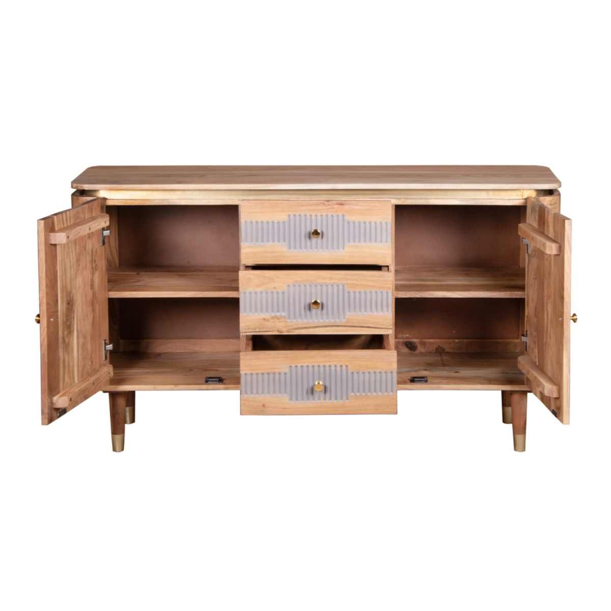 Wilton Acacia Wood Sideboard with 2 Doors & 3 Drawers – Hand-Crafted Dining & Living Room Storage