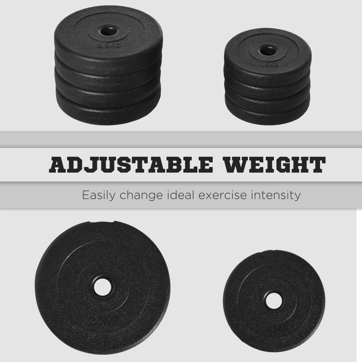 HOMCOM 20kg Adjustable Dumbbell Set with Non-Slip Grips & Stackable Plates – Home Gym Hand Weights, Black