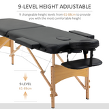 HOMCOM Portable Folding Massage Table with 2 Sections & Adjustable Height – Spa Beauty Bed, Black