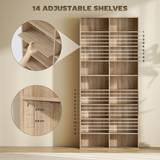 HOMCOM CD & DVD Storage Tower with 18 Compartments – Holds 640 CDs or 360 DVDs, Natural Wood Finish