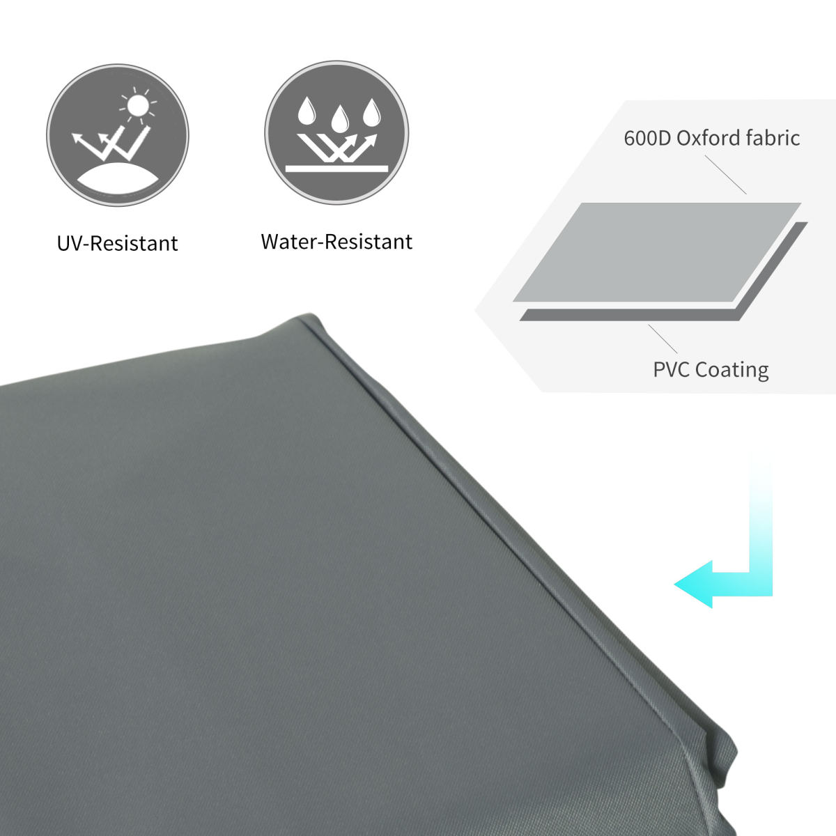 Outsunny Outdoor Furniture Cover, 190 x 72 cm – Water & UV Resistant 600D Oxford Fabric with Pull Cords