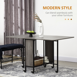 Mobile Drop Leaf Extendable Kitchen Table with Wheels – Space-Saving Dining Table, Seats up to 6