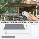 Outsunny 4x3m Full Cassette Retractable Awning with Electric Remote Control & LED Lights – Patio Sun Shade