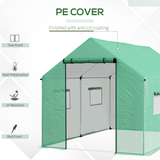Outsunny 2 x 3m Tunnel Greenhouse with UV PE Cover, Wide Roll-Up Door & Mesh Windows – Steel Frame, Green