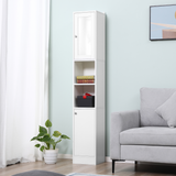 kleankin Tall Bathroom Tallboy Cabinet with Mirror & Shelves – Space-Saving Corner Storage