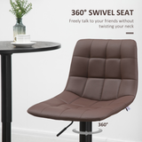 HOMCOM Set of 2 Adjustable Swivel Bar Stools with Footrest – Quilted Faux Leather Home Pub Stools, Brown