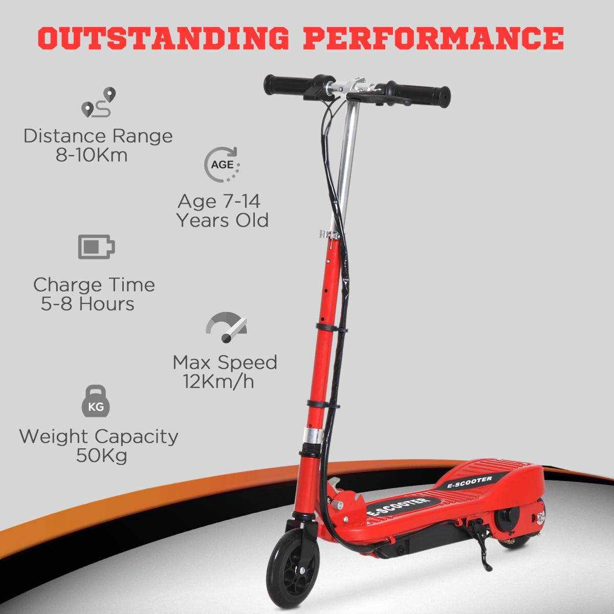 HOMCOM Folding Kids Electric Scooter with Adjustable Handle, 12km/h & Front Brake – Ride-On for Ages 7–14