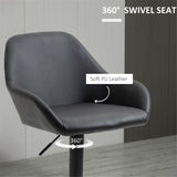 Set of 2 Adjustable Swivel Bar Stools with PU Leather Seat, Gas Lift & Footrest – Kitchen Bar Chairs, Black