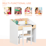Two-Piece Kids Desk and Chair Set with Drawer and Shelf – MDF Children's Study Table with Storage for Ages 3–6