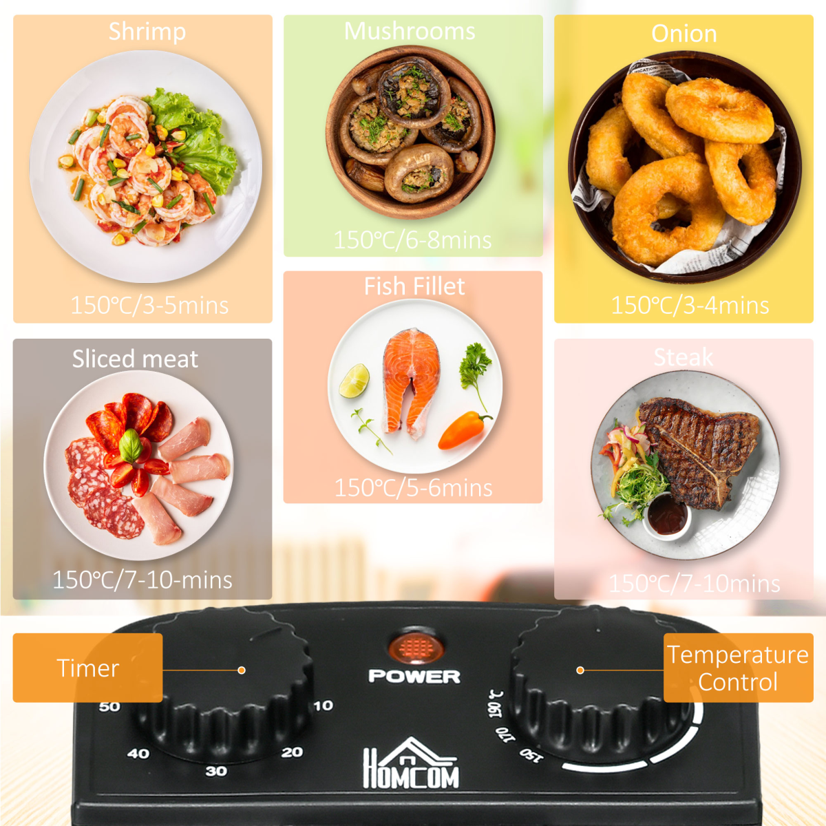 HOMCOM 3L Deep Fat Fryer with Adjustable Temperature & 60-Min Timer, Viewing Window – 2000W
