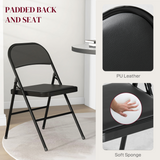 HOMCOM Padded Folding Chairs – 2 Pack, Black