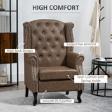 HOMCOM Chesterfield-Style Tufted Wingback Armchair with Padded Seat & Armrests – Classic Lounge Chair, Brown