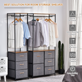 HOMCOM 175 x 83cm Freestanding Coat Rack with Steel Frame, Hanging Rail and Drawers – Black/Brown