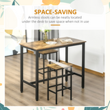 HOMCOM Set of 2 Kitchen Breakfast Bar Chairs with Footrest – Industrial Armless Stools, Brown