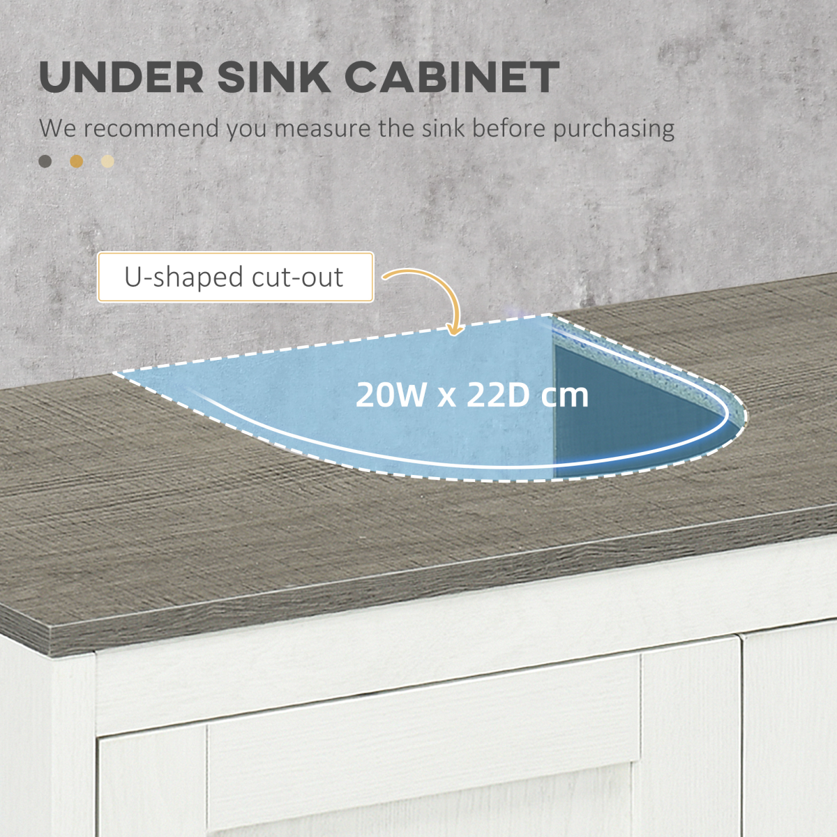 Kleankin Freestanding Under-Sink Bathroom Cabinet with Double Doors & Adjustable Shelf – White