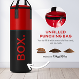 SPORTNOW Unfilled Punch Bag with Boxing Gloves, Hand Wraps & Wall Bracket – Home Boxing Training, Black and Red