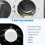 HOMCOM 6kg Vented Tumble Dryer with 7 Drying Programmes – Space-Saving Laundry Dryer, White