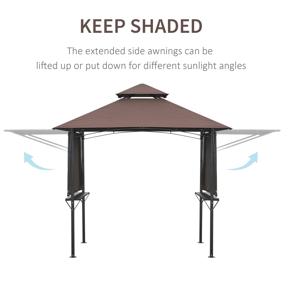 Outsunny BBQ Canopy Tent 250x150x250cm with Flame-Retardant Roof & Side Awnings – Grill Shelter
