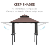 Outsunny BBQ Canopy Tent 250x150x250cm with Flame-Retardant Roof & Side Awnings – Grill Shelter