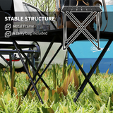 Outsunny Folding Camping Table with Carry Bag & Metal Frame – Portable Outdoor Picnic Table, Black