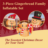 1.9m Inflatable Christmas Gingerbread Man Family with Warm White LEDs – Outdoor Decoration