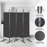 4-Panel Folding Room Divider Screen, 164 x 175cm – Black Carbon Steel Frame with Polyester Fabric