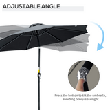 Outsunny 3m Patio Parasol with Push-Button Tilt & Crank Handle, Vented Canopy, Steel Frame – Black