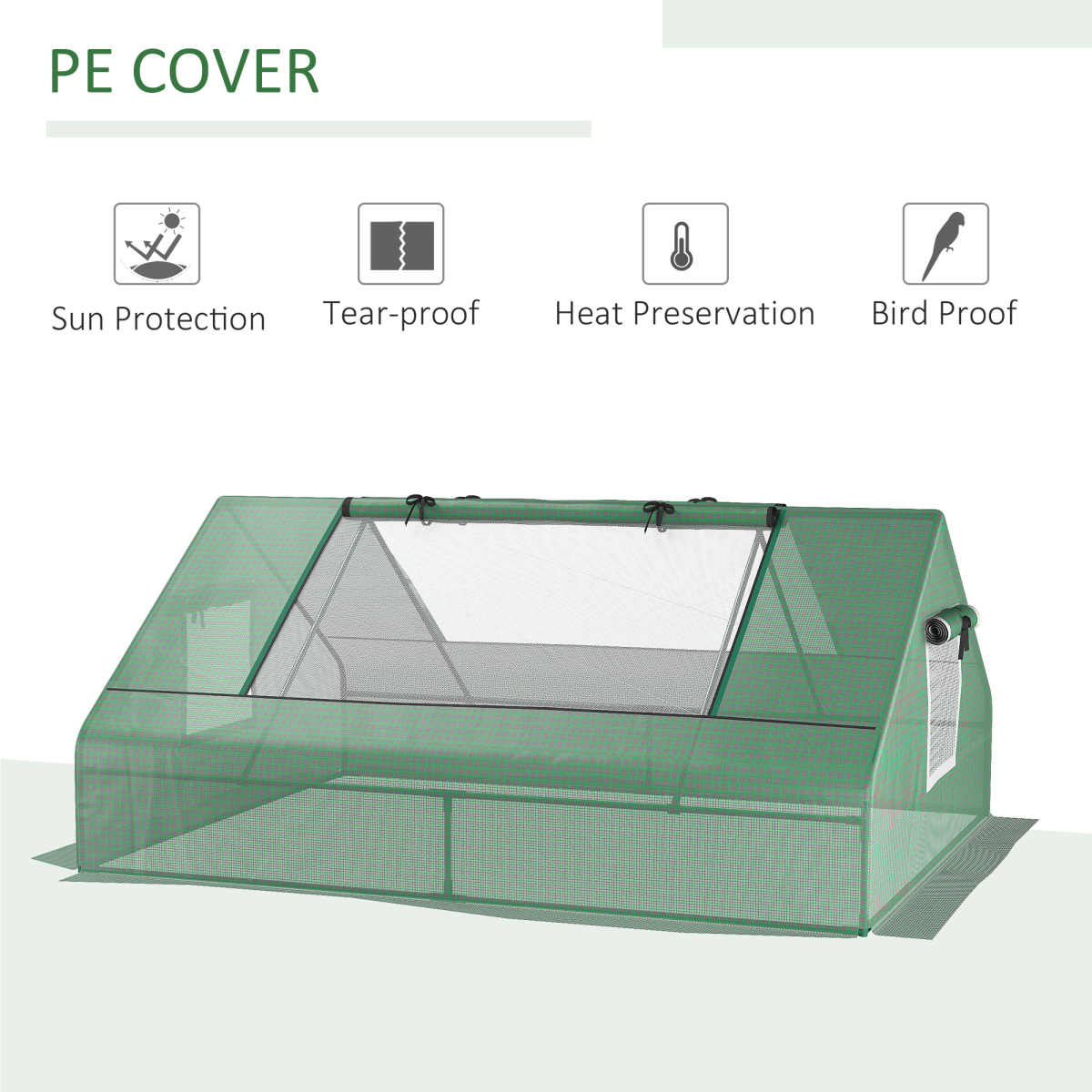 Outsunny Mini Portable Greenhouse with Zipped Windows & Door and Steel Frame – 180 x 140 x 80cm, Dark Green
