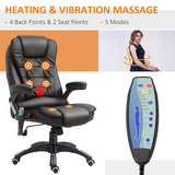 Executive Heated Massage Office Chair with 6-Point Vibration & 135° Recline – Brown Faux Leather