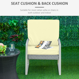 Outsunny Seat and Back Cushion Set with Removable Covers – Replacement Garden Chair Cushions, Cream White