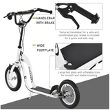 Kids Scooter with 12 Inch Inflatable Football-Design Wheels & Adjustable Handlebar – Steel Frame, Ages 5+, White