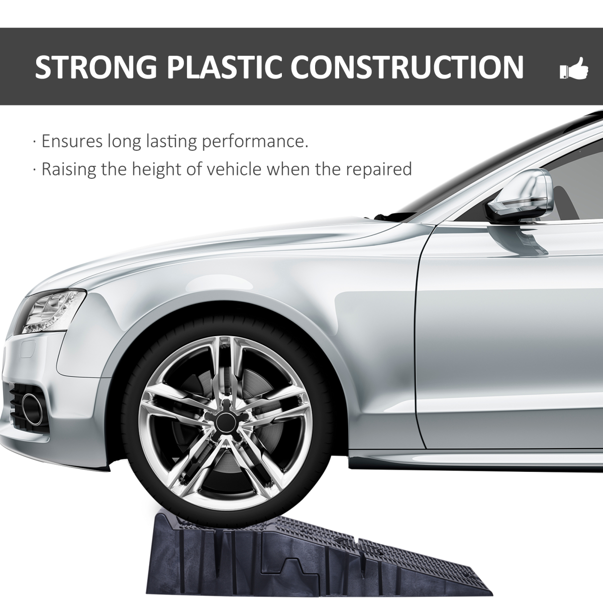 Durhand Heavy Duty 2.5 Ton Plastic Car Ramps – Anti-Skid Interlocking Lifting Ramps for Garage Use