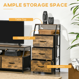 HOMCOM Industrial 3-Drawer Storage Cabinet with Display Shelves – Metal Frame, Wood-Effect Finish