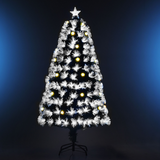 HOMCOM 5ft White Light Christmas Tree with 180 Lights, Star Topper and Tri-Base – Pre-Lit Home Decoration