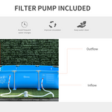 Outsunny Steel Frame Swimming Pool with Filter Pump, 315 x 225 x 75cm – Garden Family Pool, Blue