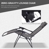 Outsunny 3-Piece Zero Gravity Sun Lounger Set with Side Table and Cup Holders – Foldable Recliners, Dark Grey
