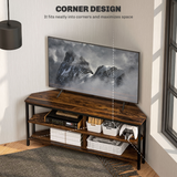 HOMCOM Corner TV Stand for TVs up to 50" with Four Open Shelves – Space-Saving Media Unit, Rustic Brown