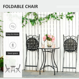 Outsunny 3-Piece Mosaic Tile Bistro Set with Folding Chairs – Compact Garden Patio Table and Chairs