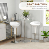 HOMCOM Round Glass Top Bar Table for 2 with Metal Base – Modern Pub-Style Kitchen Table