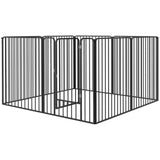 Steel Dog Crate Playpen with 8 Reshapeable Panels and 9 Ground Stakes – Indoor and Outdoor Pet Pen, Black