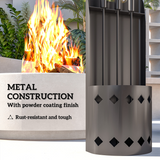 Outsunny 4 Piece Fireplace Companion Set with Broom, Shovel, Poker & Bucket – Powder-Coated Metal, Black