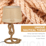 HOMCOM Hemp Rope Table Lamp with Linen Shade – Beige